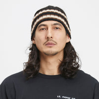 Striped Headband - Black/Cream/Brown Cotton