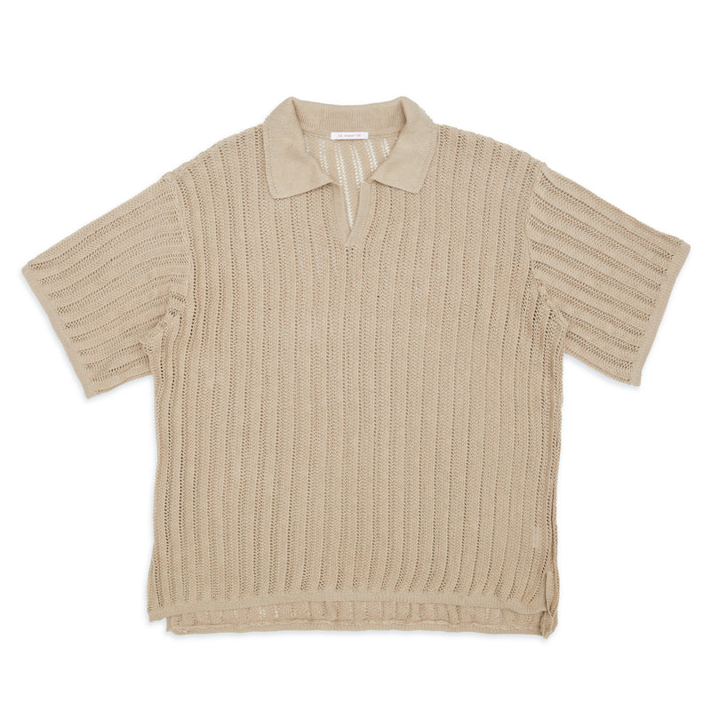 Knit Polo – Beige Cotton