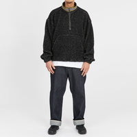 Half Zip Fleece - Black/Natural Wool Pile w/ Dec. Trim