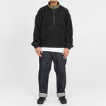 Half Zip Fleece - Black/Natural Wool Pile w/ Dec. Trim