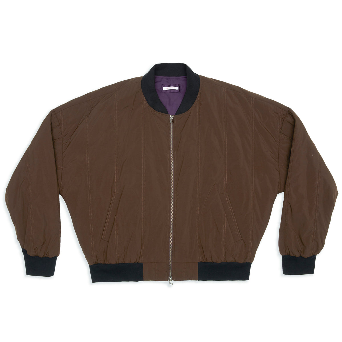 Reversible Bomber Jacket - Brown Quilted Recycled Nylon WR