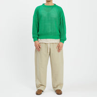 Open Knit Sweater - Kelly Green Cotton