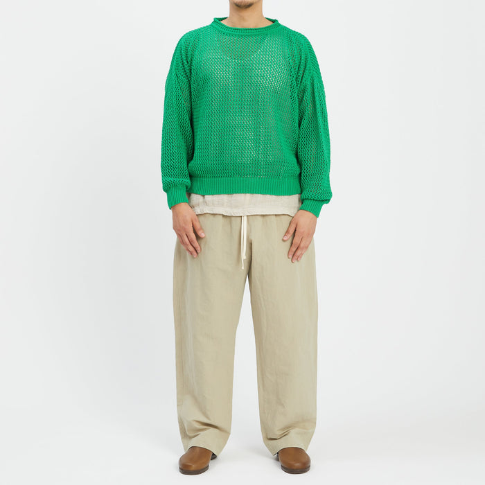 Open Knit Sweater - Kelly Green Cotton