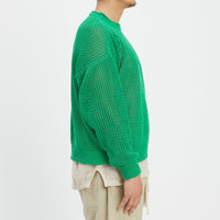 Open Knit Sweater - Kelly Green Cotton