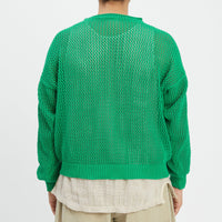 Open Knit Sweater - Kelly Green Cotton