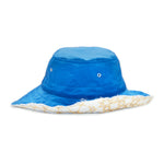 Reversible Bucket Hat - Royal Blue Recycled Nylon WR & White & Natural Embroidered Cotton