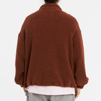Half Zip Fleece - Brown/Magenta Wool Pile