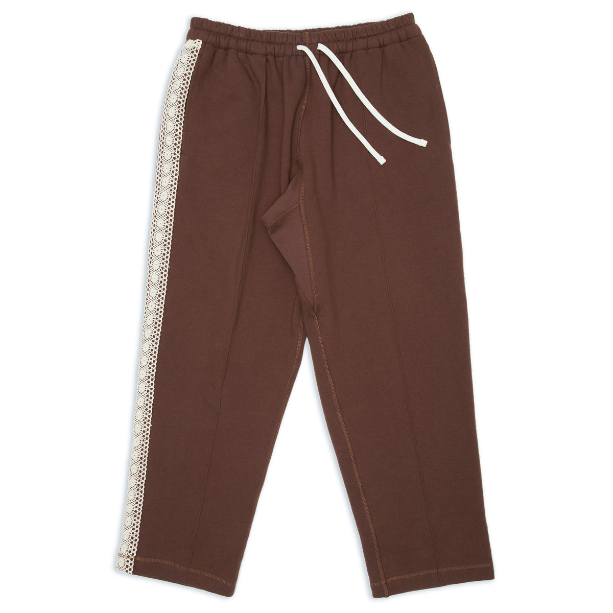 Saunter Pant - Brown Cotton Fleece w/ Natural Trim