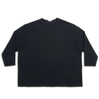Waffle Thermal Long Sleeve T-Shirt - Black Cotton