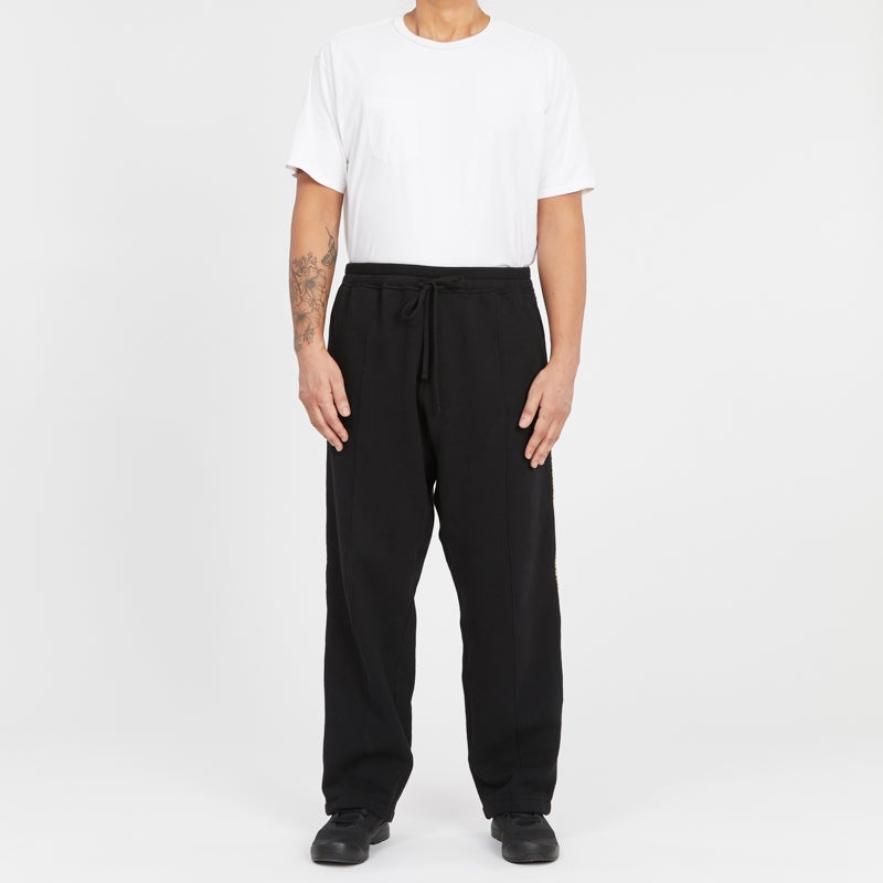 Saunter Pant - Black Cotton Fleece w/ Decorative Trim