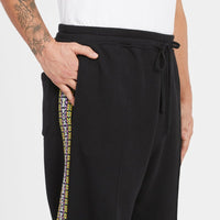 Saunter Pant - Black Cotton Fleece w/ Decorative Trim