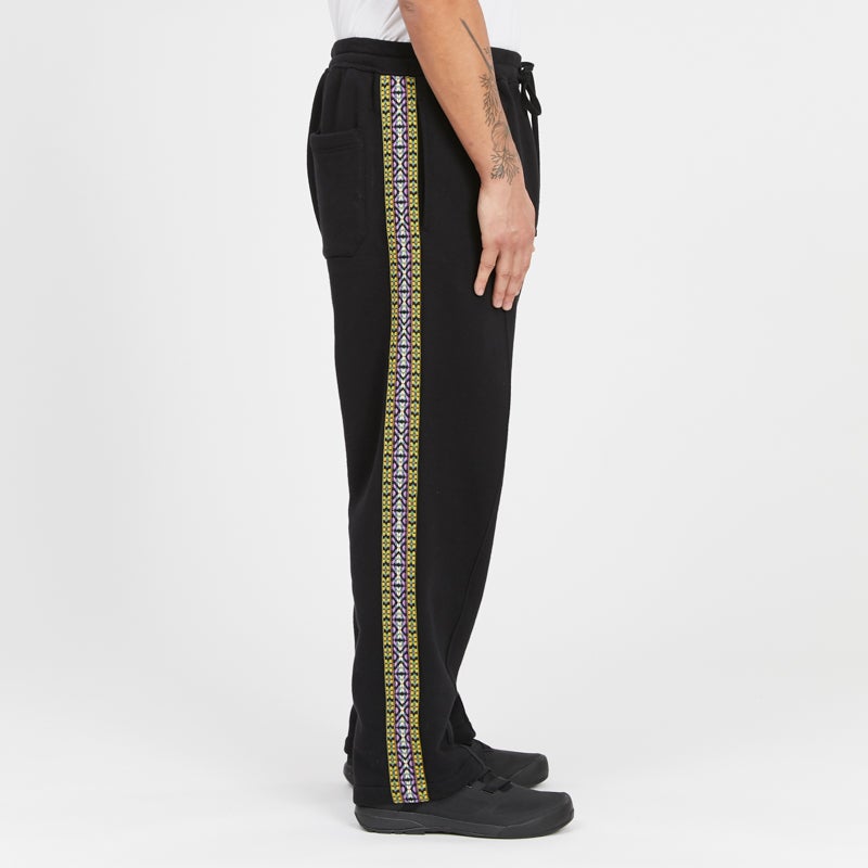 Saunter Pant - Black Cotton Fleece w/ Decorative Trim