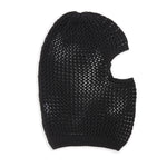 Open Knit Ski Mask - Black Cotton