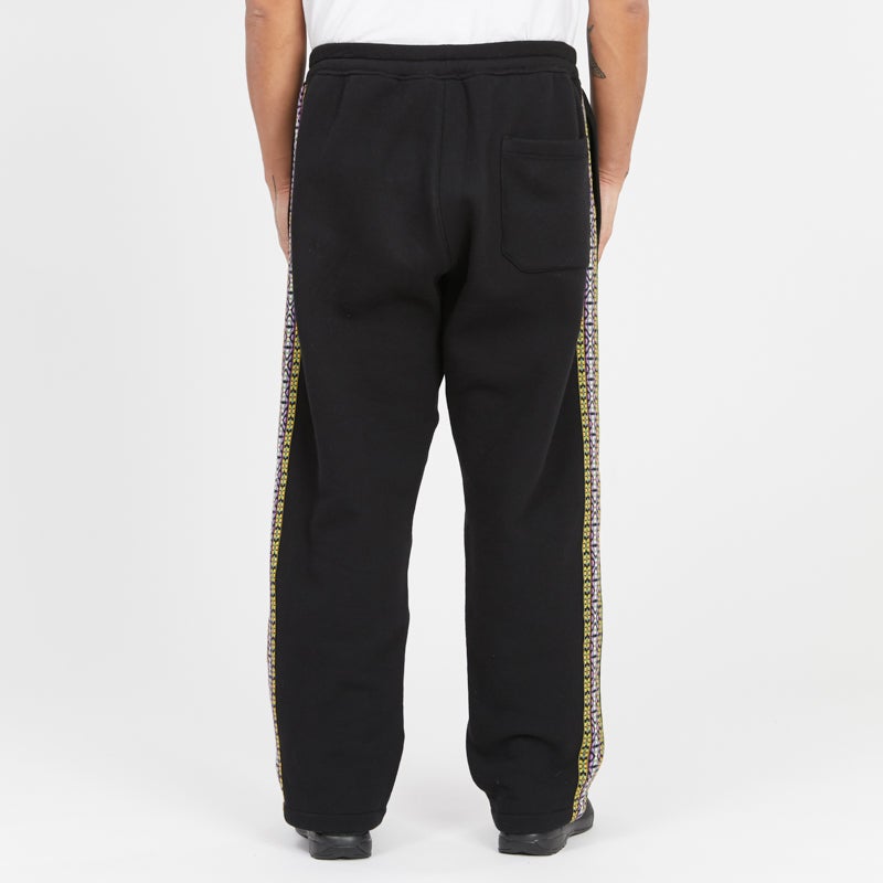 Saunter Pant - Black Cotton Fleece w/ Decorative Trim