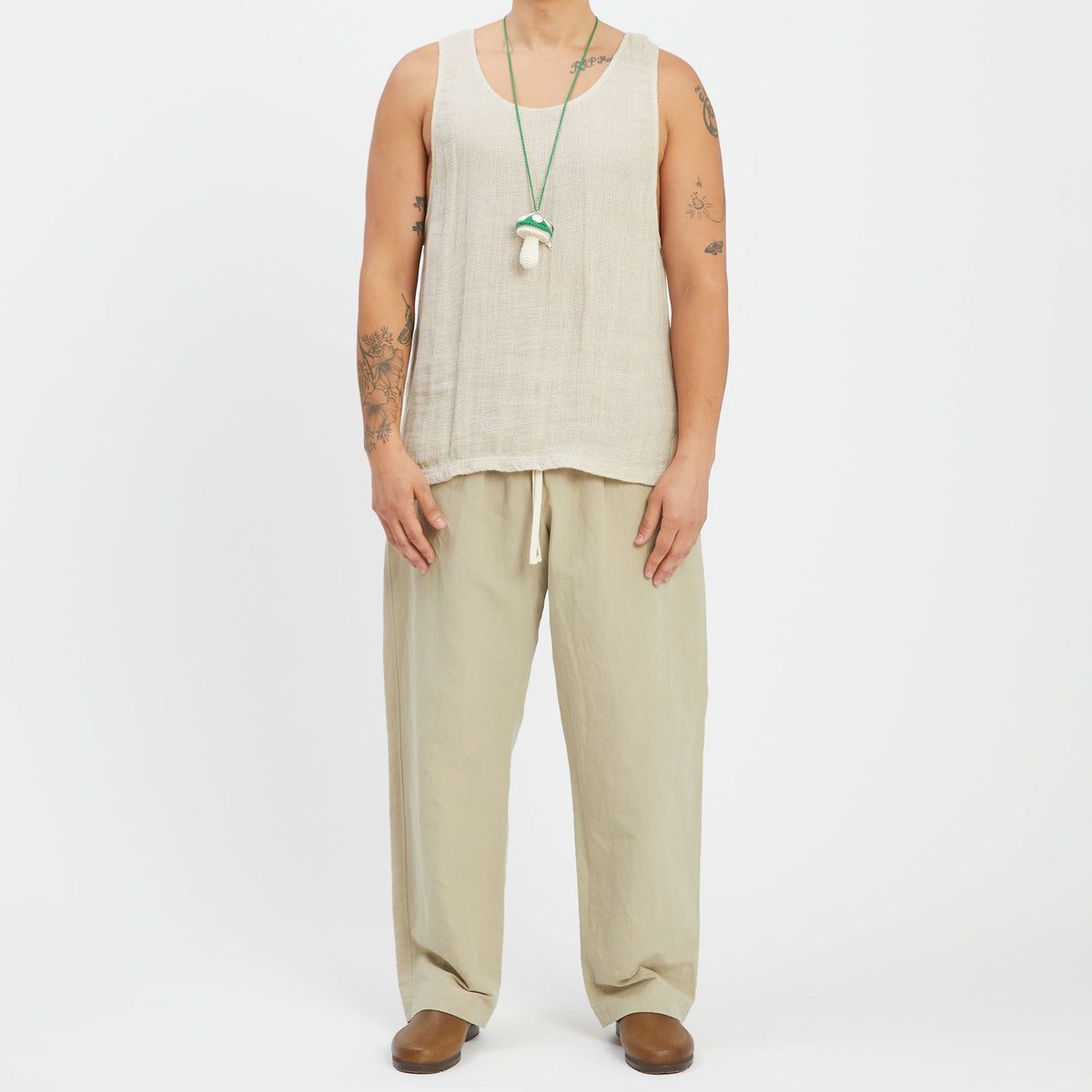 Small Mushroom Keychain/Necklace – Green Cotton