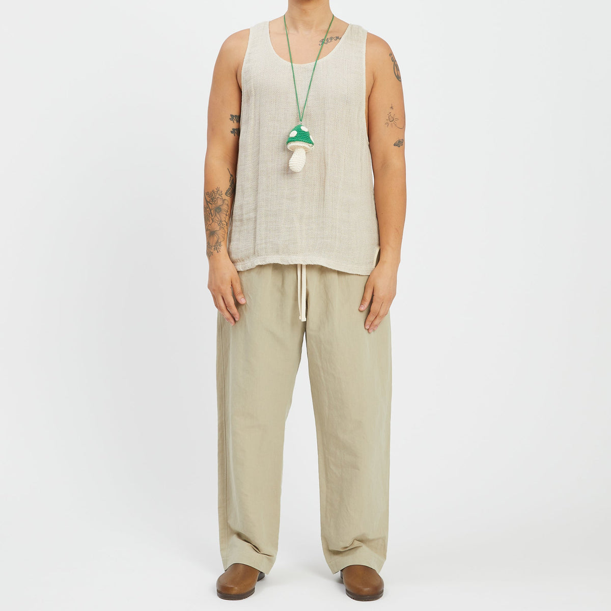 Medium Mushroom Keychain/Necklace – Green Cotton