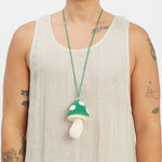Medium Mushroom Keychain/Necklace – Green Cotton