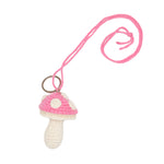 Small Mushroom Keychain/Necklace – Pink Cotton