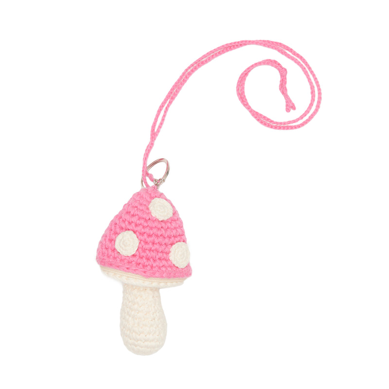 Medium Mushroom Keychain/Necklace – Pink Cotton