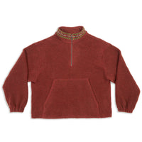 Half Zip Fleece - Brown/Magenta Wool Pile w/ Dec. Trim