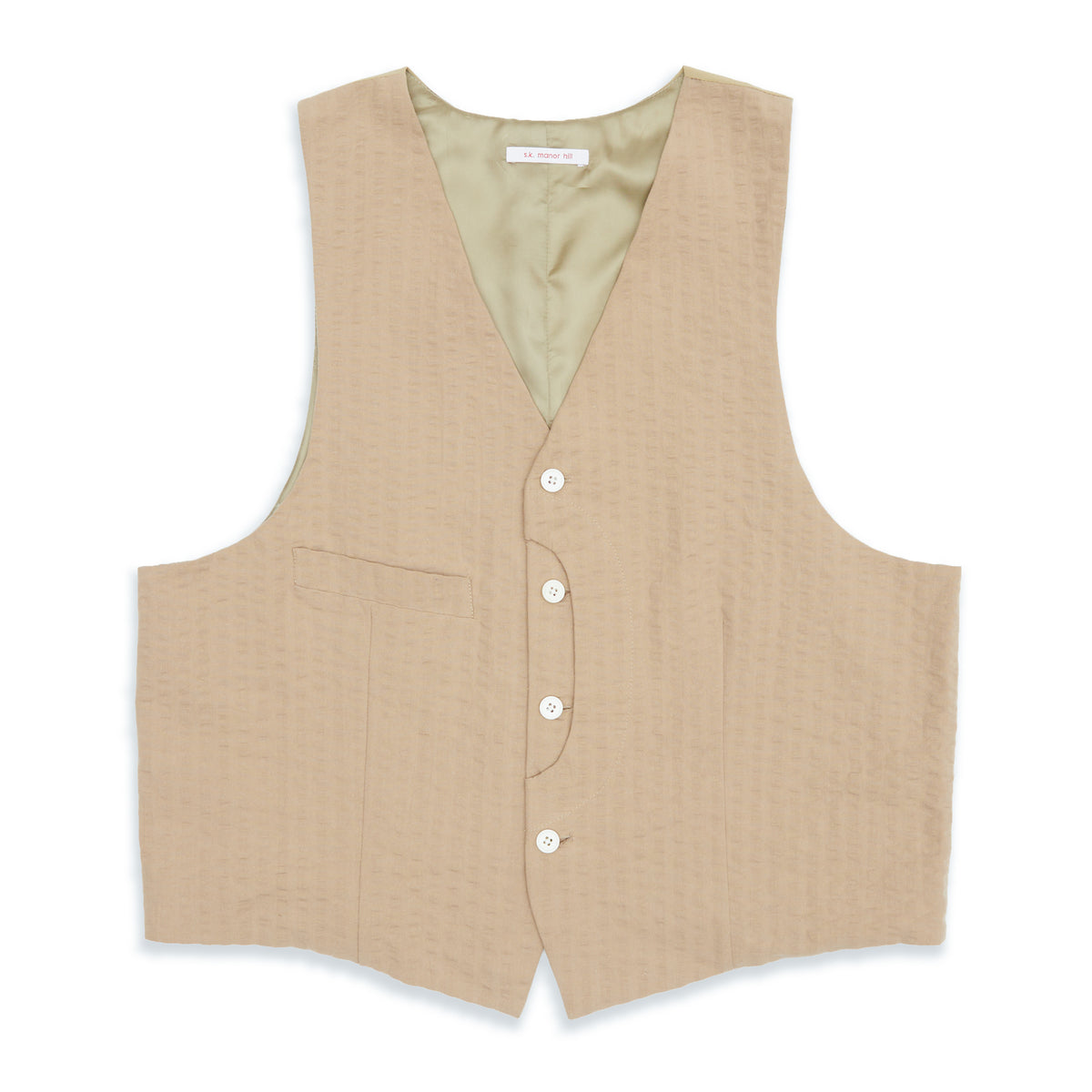 Waist Coat - Tan Puckered Cotton