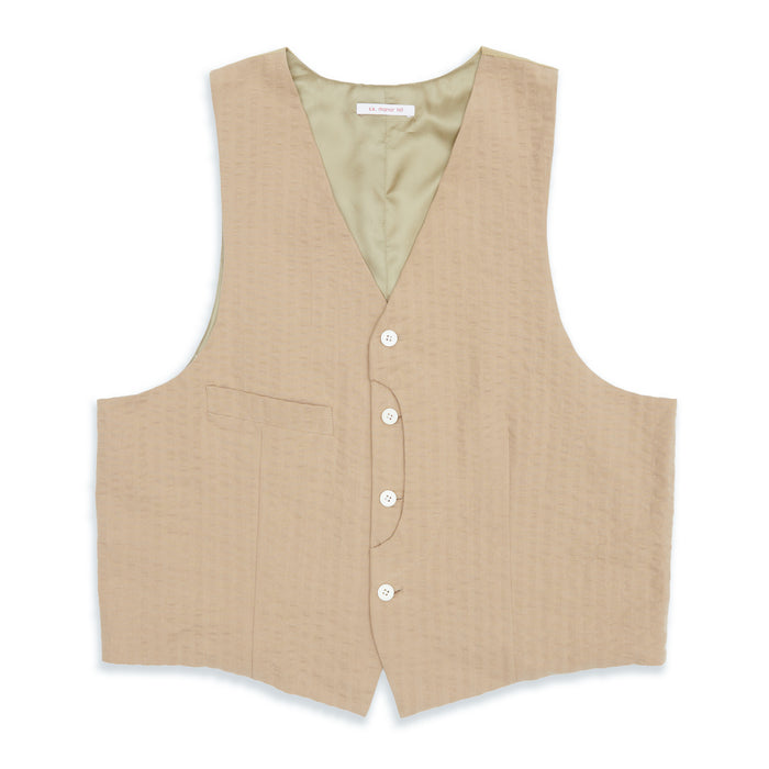 Waist Coat - Tan Puckered Cotton