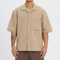 Aloha Shirt - Tan Puckered Cotton