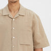 Aloha Shirt - Tan Puckered Cotton