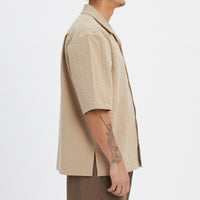Aloha Shirt - Tan Puckered Cotton