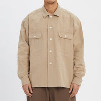 Park Shirt/Jacket - Tan Puckered Cotton