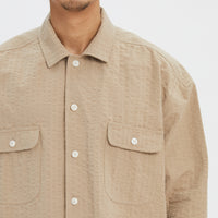 Park Shirt/Jacket - Tan Puckered Cotton