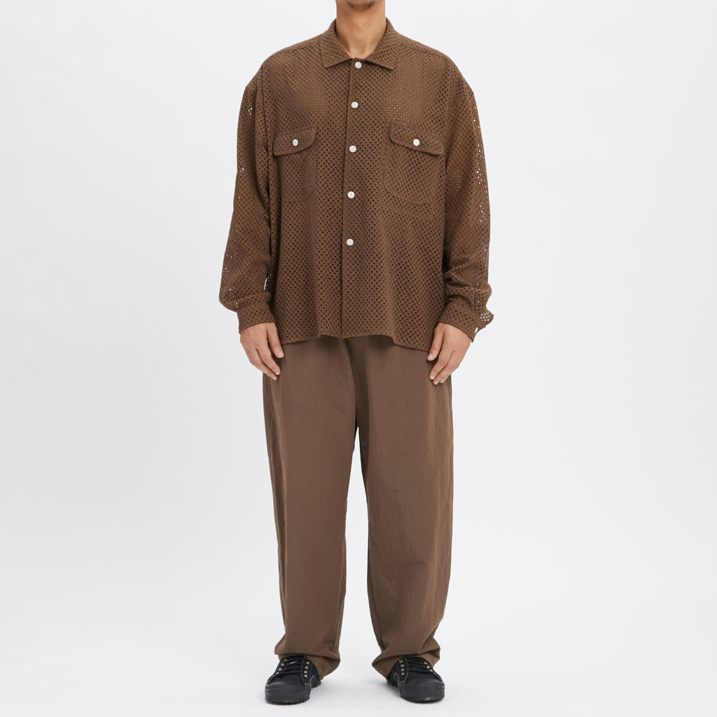 Park Shirt/Jacket - Brown Check Embroidered Cotton