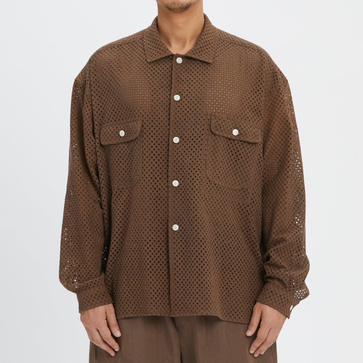 Park Shirt/Jacket - Brown Check Embroidered Cotton