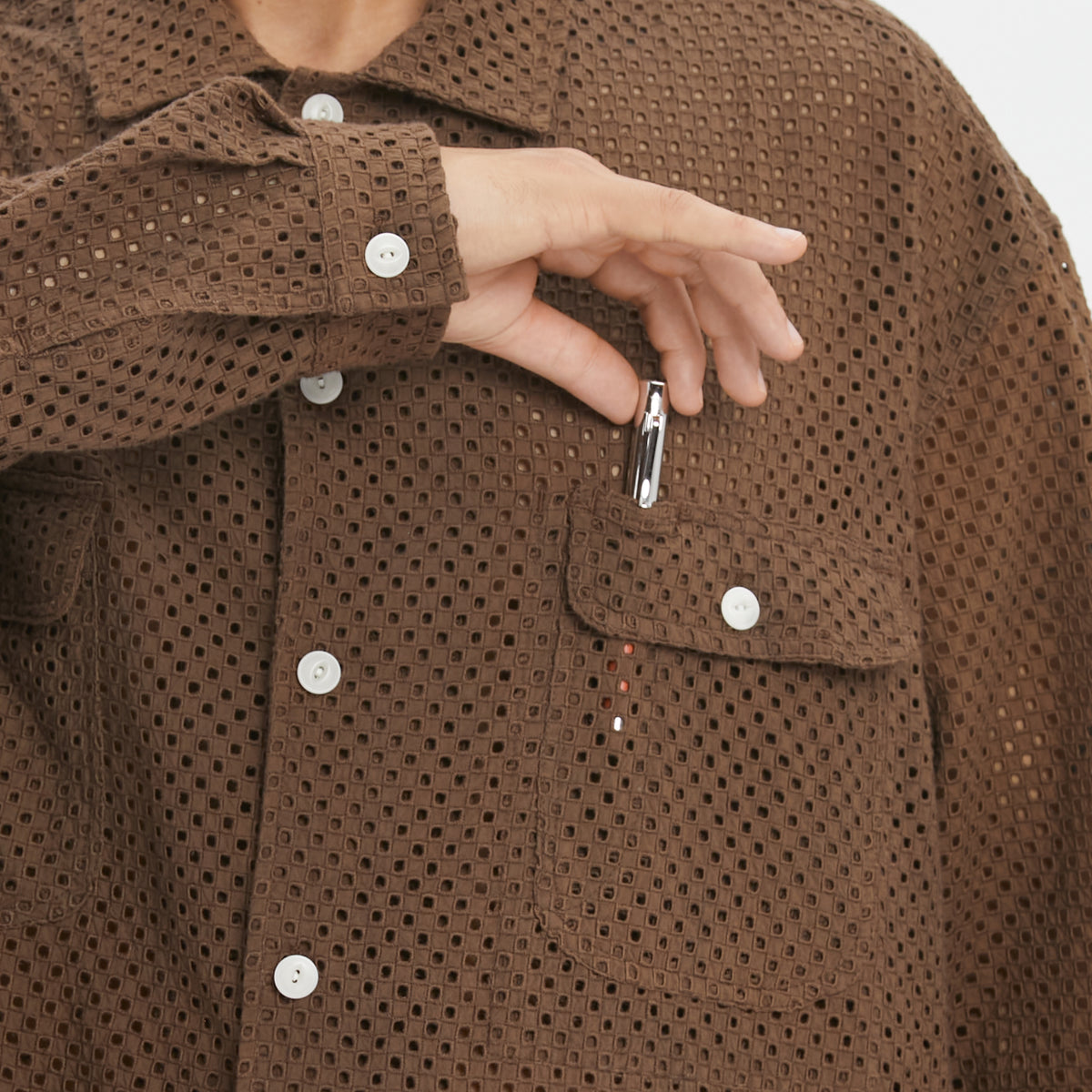 Park Shirt/Jacket - Brown Check Embroidered Cotton