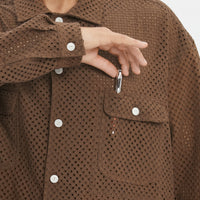 Park Shirt/Jacket - Brown Check Embroidered Cotton