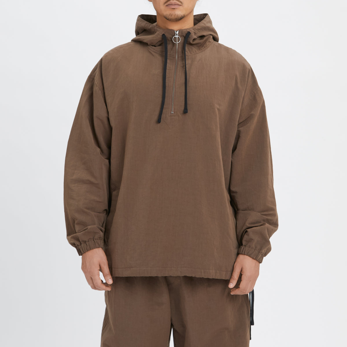 Pod Pullover Jacket - Brown Linen / Cotton / Nylon