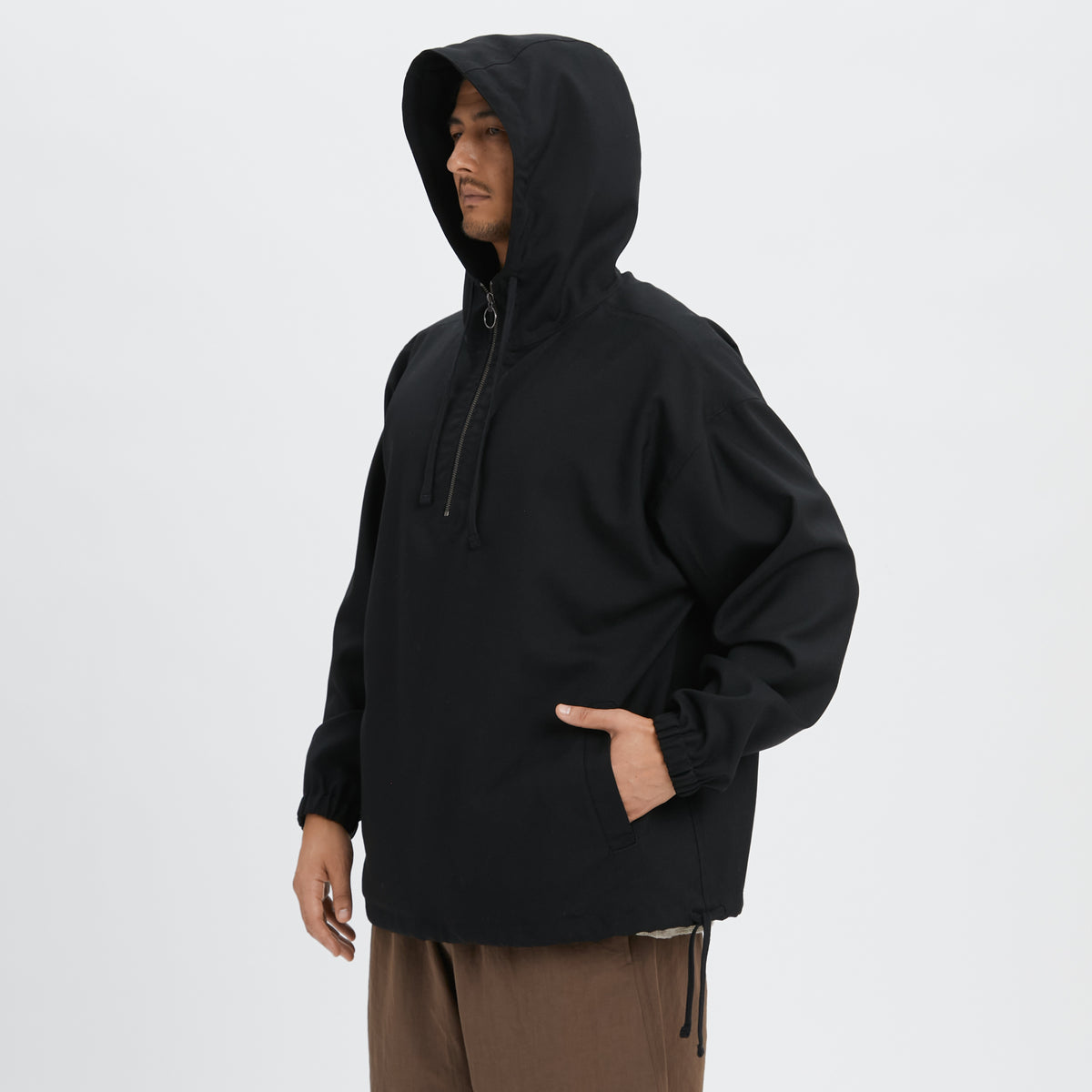 Pod Pullover Jacket - Black Tropical Wool