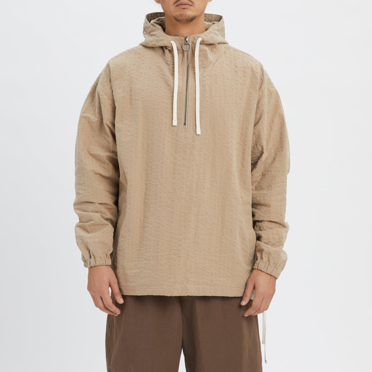 Pod Pullover Jacket - Tan Puckered Cotton