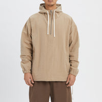 Pod Pullover Jacket - Tan Puckered Cotton