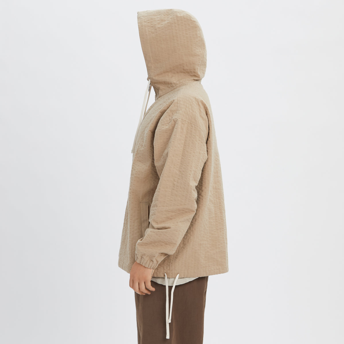 Pod Pullover Jacket - Tan Puckered Cotton