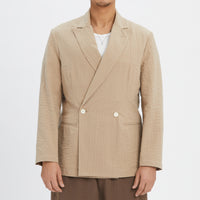 Darwin Blazer - Tan Puckered Cotton