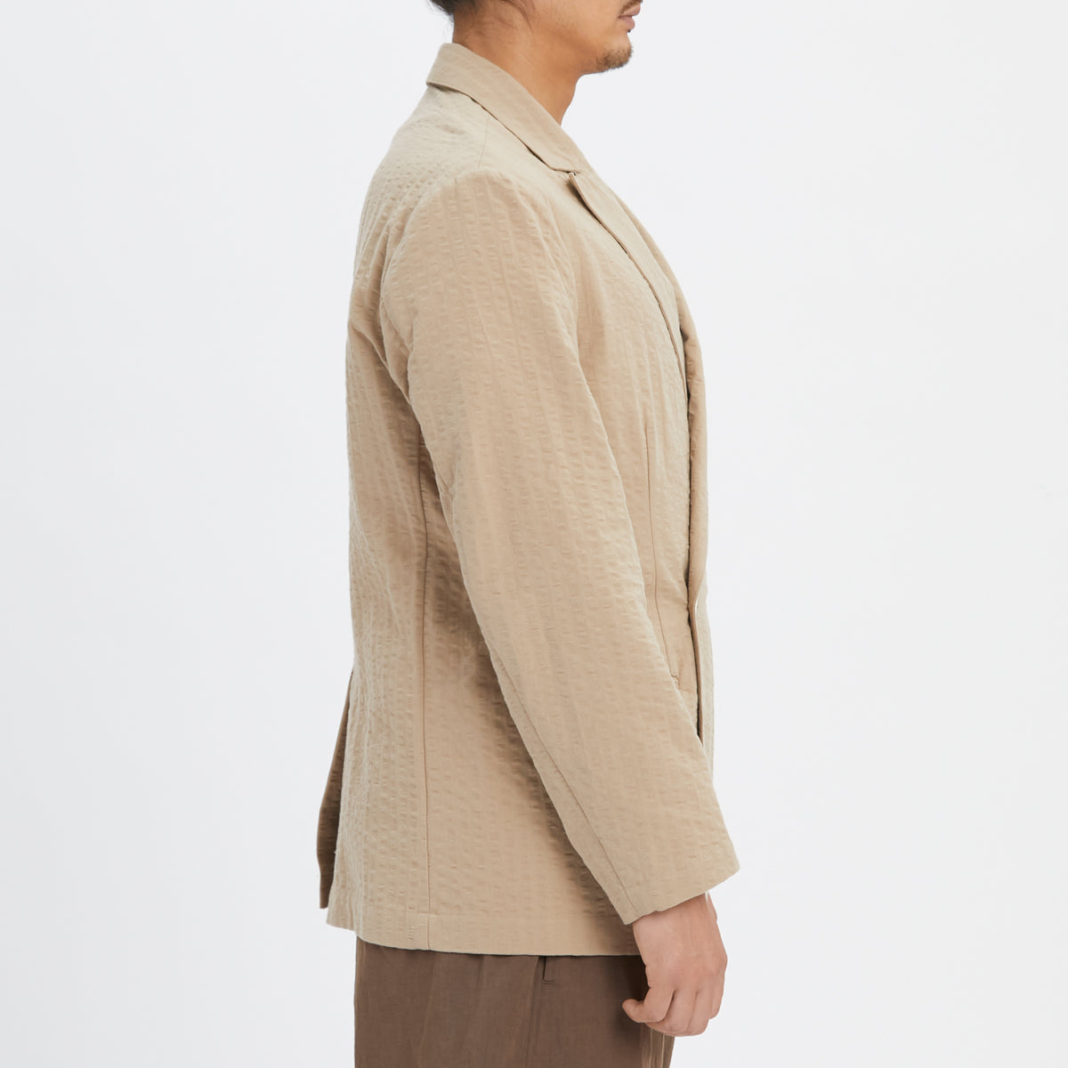 Darwin Blazer - Tan Puckered Cotton