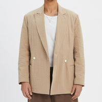Darwin Blazer - Tan Puckered Cotton