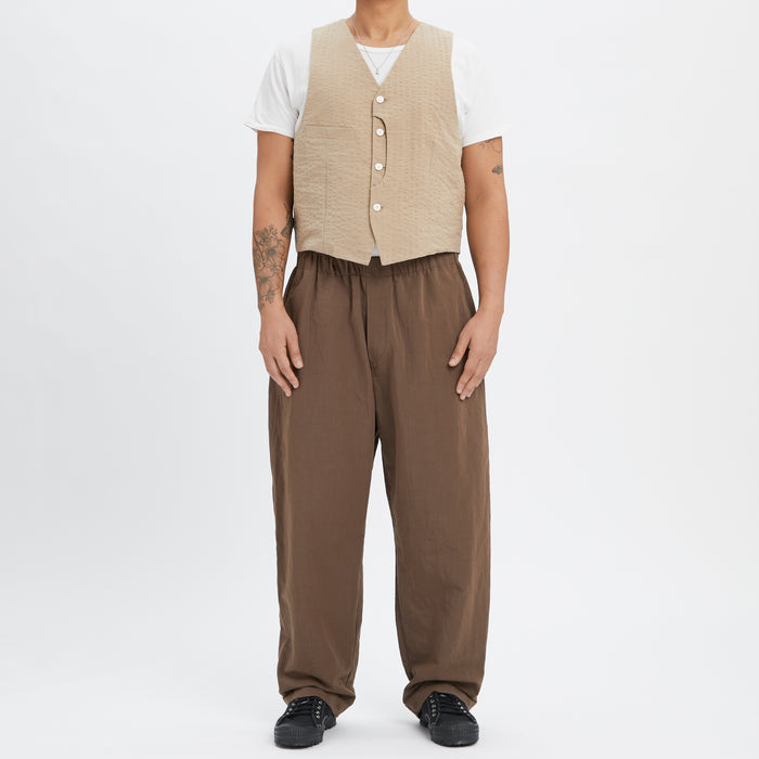 Waist Coat - Tan Puckered Cotton