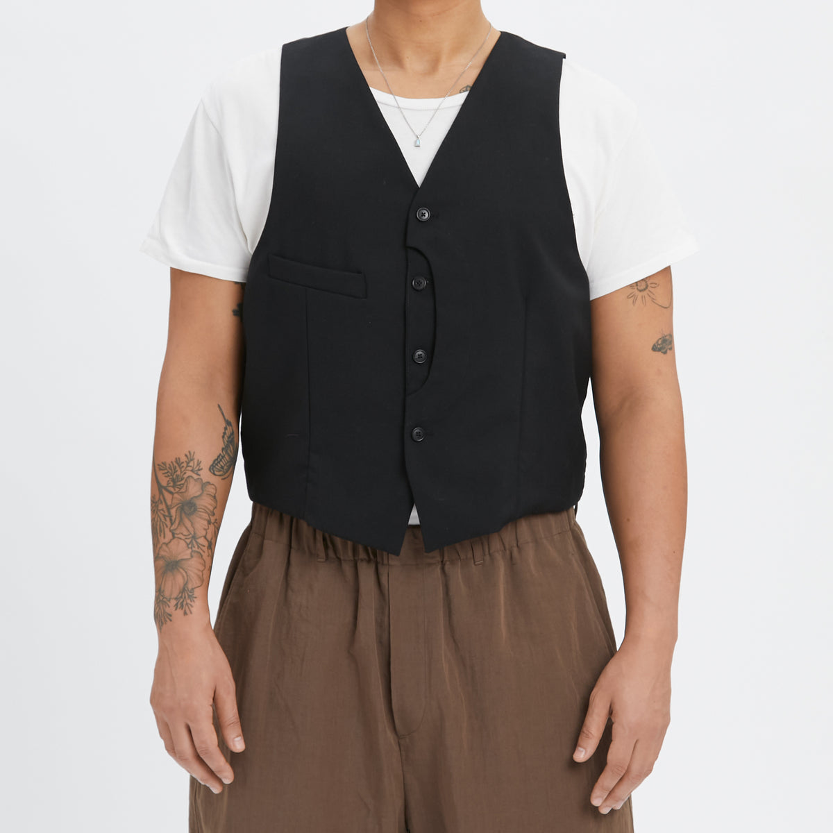 Waistcoat - Black Tropical Wool