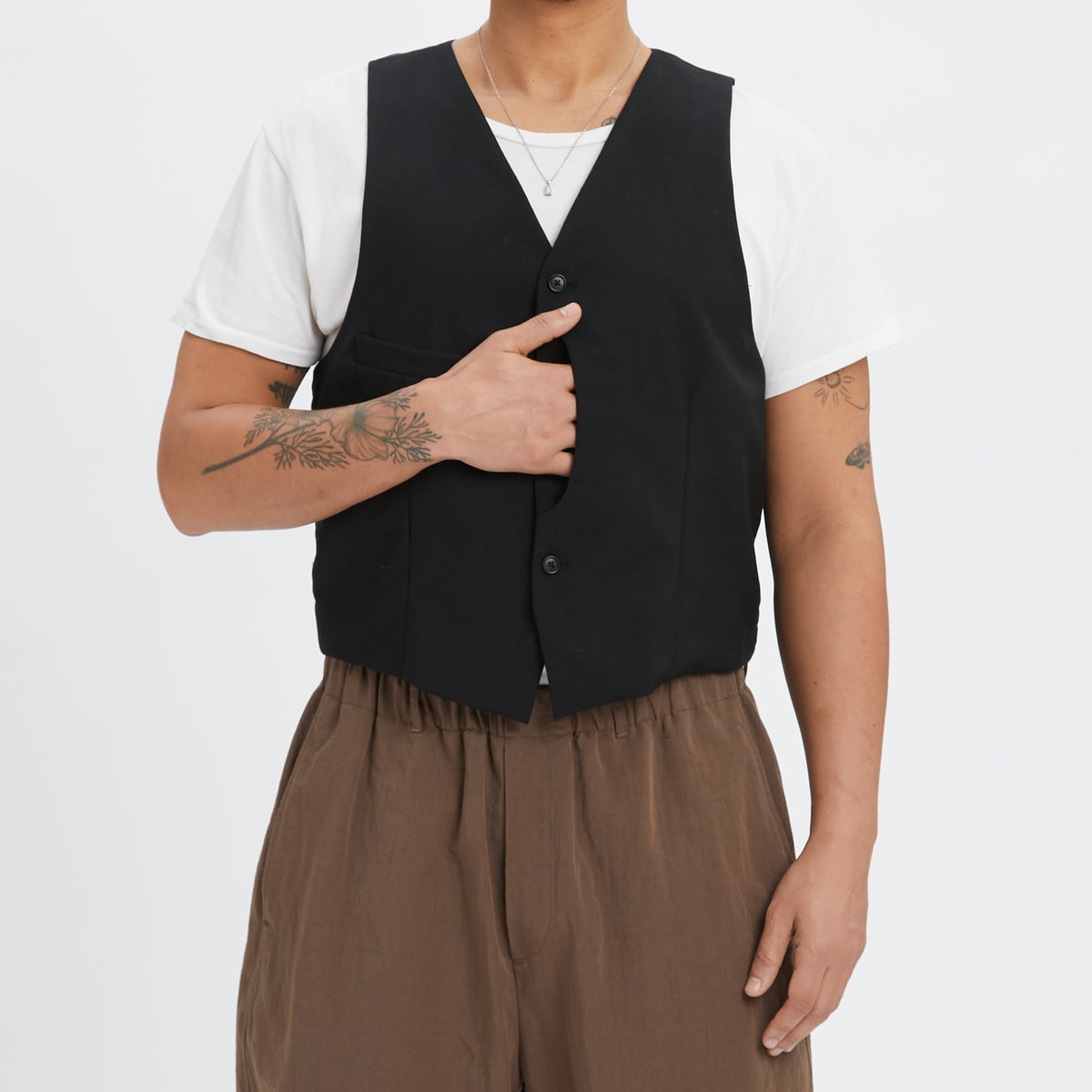 Waistcoat - Black Tropical Wool