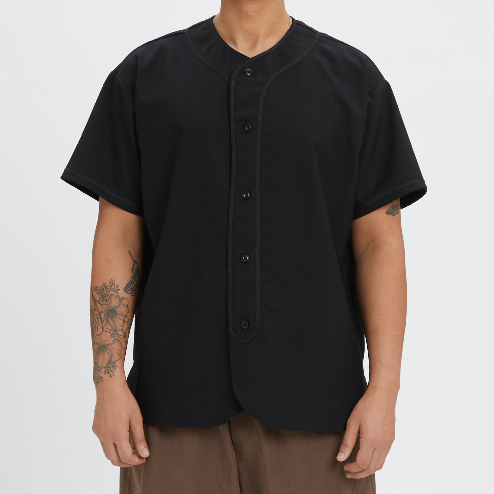 Baseball Shirt - Black Tropical Wool – s.k. manor hill