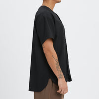 Baseball Shirt - Black Tropical Wool
