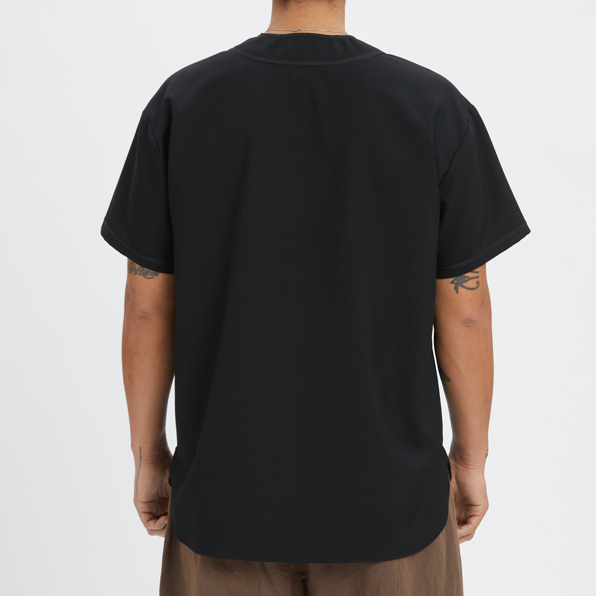 Baseball Shirt - Black Tropical Wool