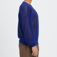 Open Knit Sweater - Royal Blue Cotton